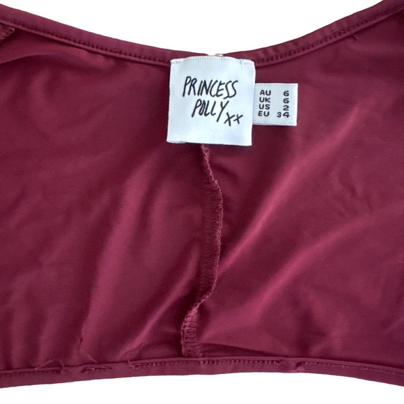 Princess Polly Bolero Shrug Long Sleeve Crop Top Burgundy Size 2 - Picture 2 of 4